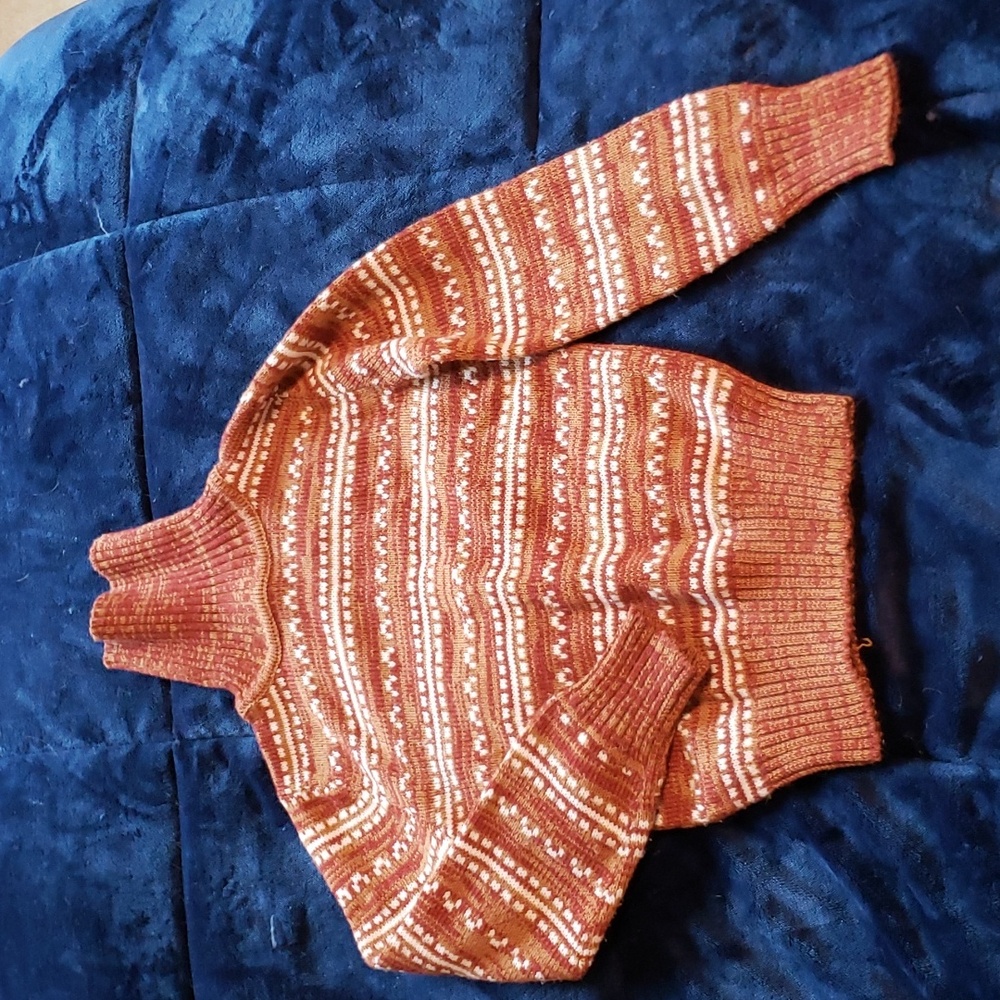 Vintage 70s sweater very good condition size 8 girls brown, rust and white Kmart